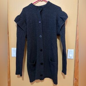 See By Chloe Gray and Black Cable Knit Cardigan IT 44 US 8